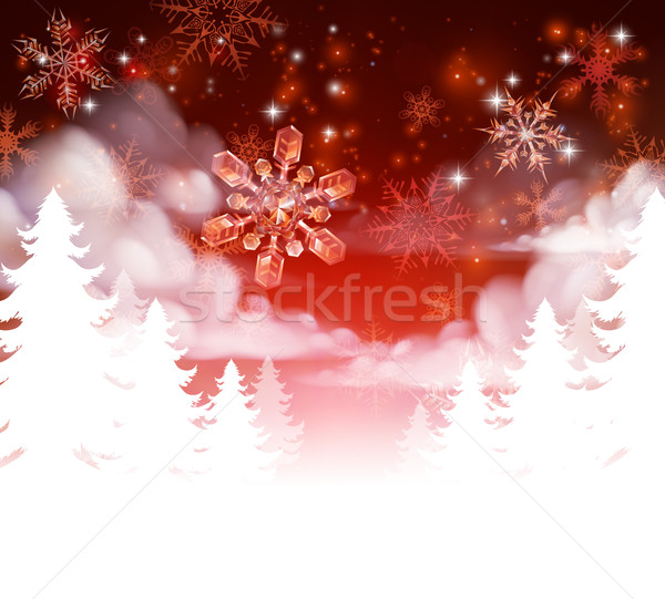 Winter Trees Snowscape Christmas Scene Stock photo © Krisdog