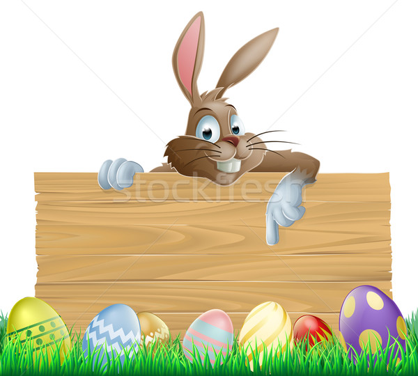 Bunny character pointing and Easter eggs Stock photo © Krisdog