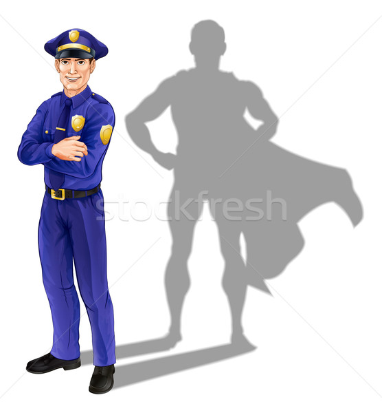 Polizist Held Illustration gut aussehend Polizist stehen Stock foto © Krisdog