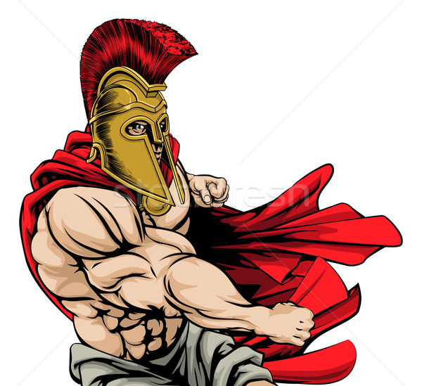 Spartan mascotte résistant musculaire personnage rouge [[stock_photo]] © Krisdog