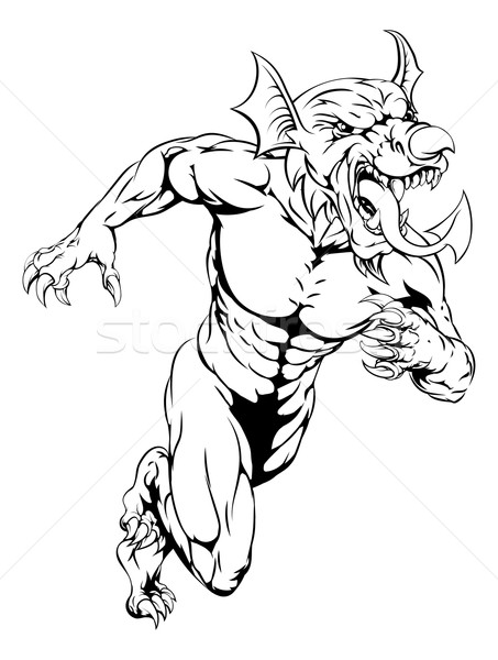 Welsh dragon mascot running Stock photo © Krisdog