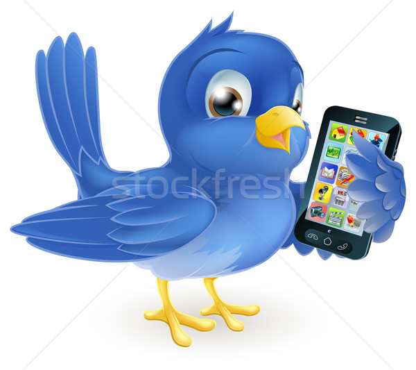Bluebird with mobile phone Stock photo © Krisdog