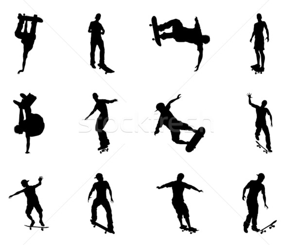 Skating skateboarder silhouettes Stock photo © Krisdog