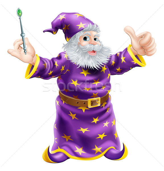 Stock photo: Cartoon Wizard with Wand