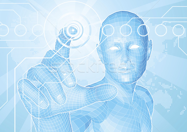 Przyszłości człowiek ekran dotykowy korporacyjnych stylu futurystyczny Zdjęcia stock © Krisdog