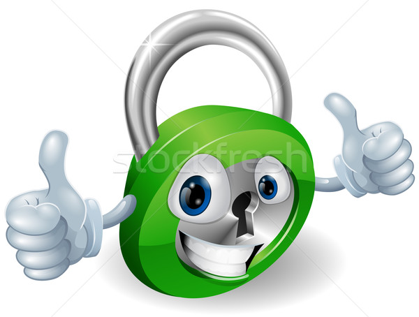 Thumbs up padlock cartoon character Stock photo © Krisdog