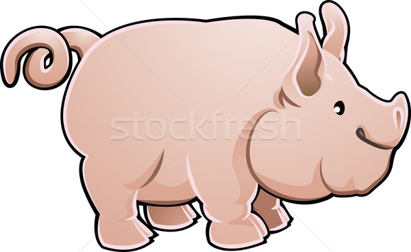 Cute Pig Farm Animal Vector Illustration Stock photo © Krisdog