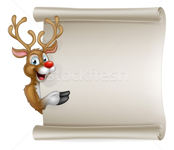 Santas Reindeer Cartoon Christmas Sign Stock photo © Krisdog
