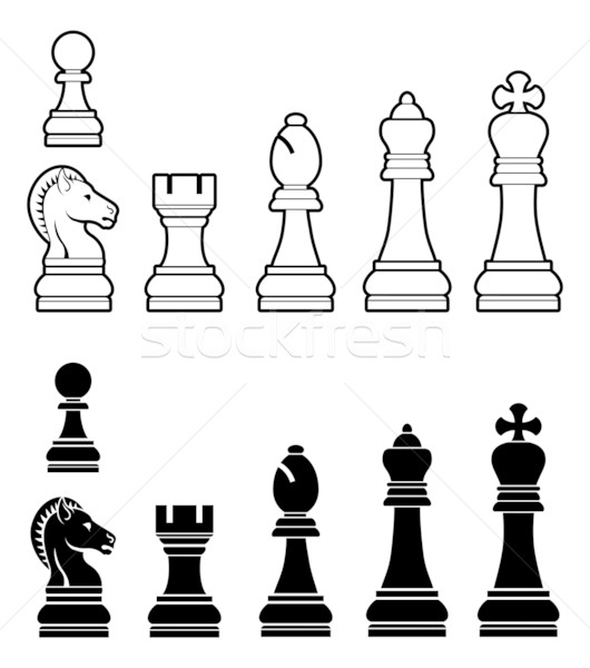 Chess Pieces Silhouette Set Stock Vector - Illustration of design