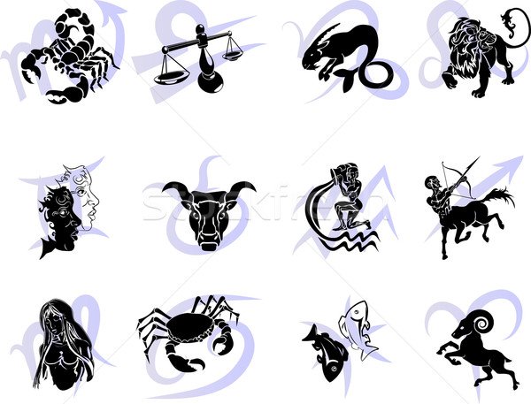 Douze horoscope zodiac star signes illustrations Photo stock © Krisdog