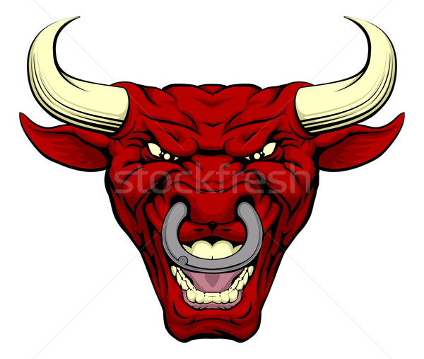 Red bull mascot face Stock photo © Krisdog