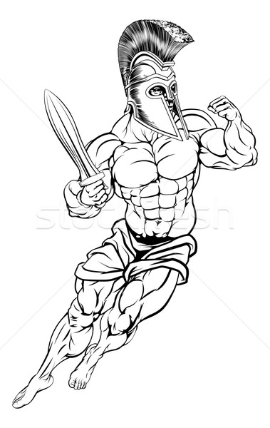 [[stock_photo]]: Romaine · guerrier · illustration · musculaire · fort · fond