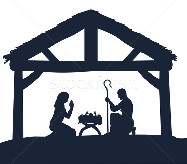 Nativity Christmas Scene Silhouettes Stock photo © Krisdog