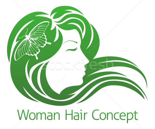 Zdjęcia stock: Kobieta · Motyl · włosy · ilustracja · piękna · kobieta