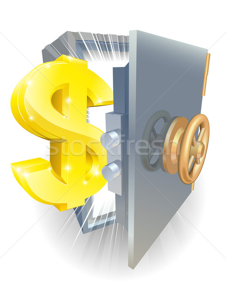 Stockfoto: Veilig · goud · dollarteken · illustratie · uit · metaal