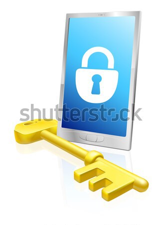 Telefon mobil securitate aur cheie lacăt bloca Imagine de stoc © Krisdog