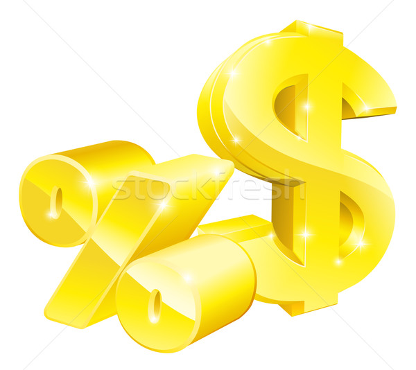 Stock photo: Dollar percentage rate signs