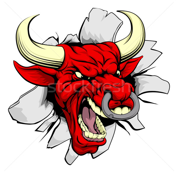 красный бык прорыв дракон спортивных талисман Сток-фото © Krisdog