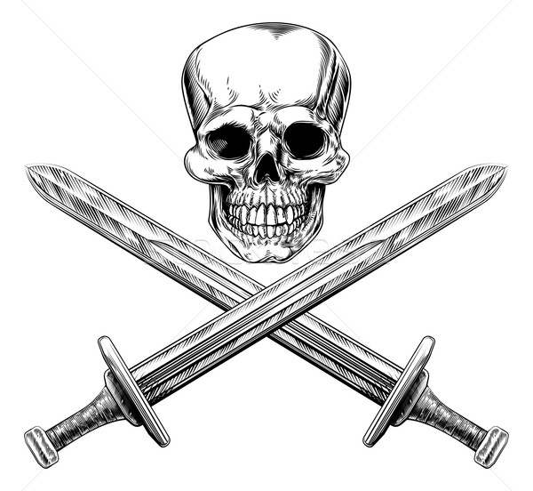 Skull and Swords Pirate Sign Stock photo © Krisdog