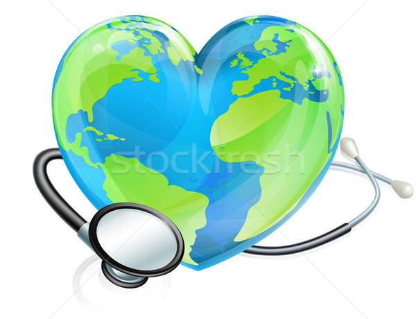 Stock photo: Stethoscope Earth Heart World Globe Health Concept