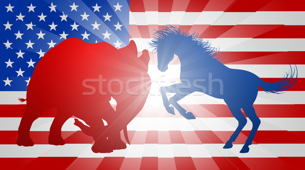Amerykański wyborów osioł słoń sylwetki inny Zdjęcia stock © Krisdog