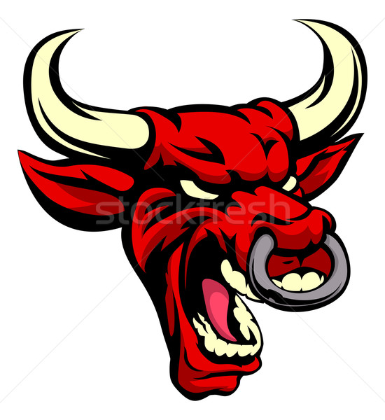 Bull Red Mean Animal Mascot Stock photo © Krisdog