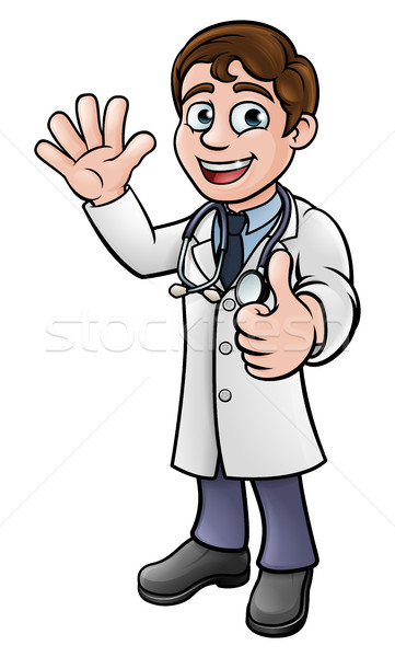 Doctor Giving Thumbs Up Cartoon Character Stock photo © Krisdog