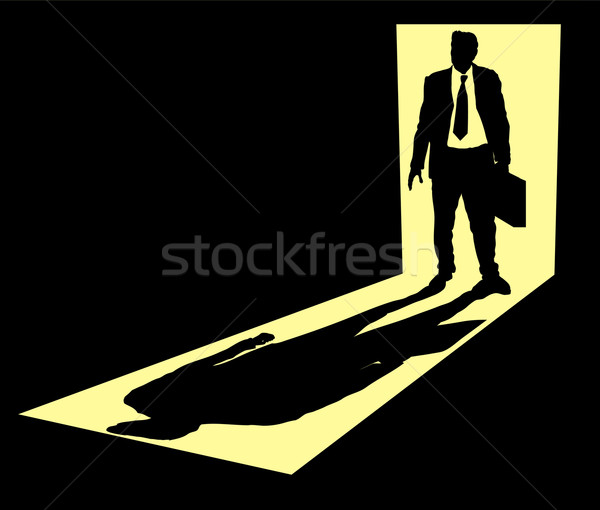 Illustration of businessman with briefcase standing in doorway Stock photo © Krisdog