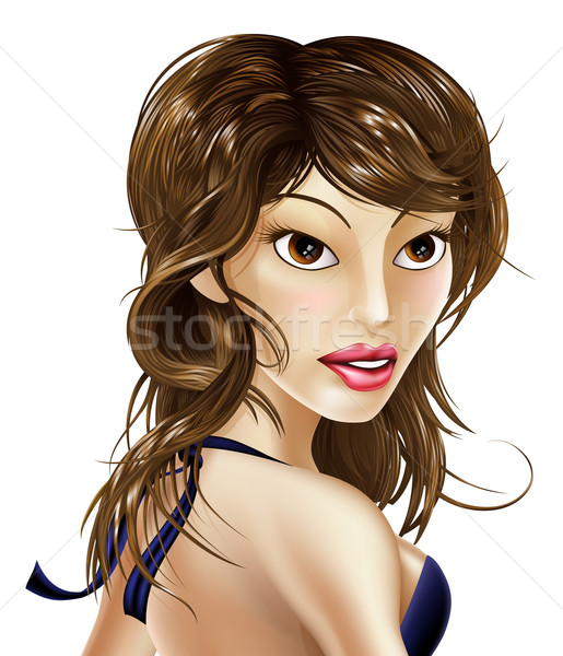 Mooie beroemdheid vrouw illustratie elegante Stockfoto © Krisdog