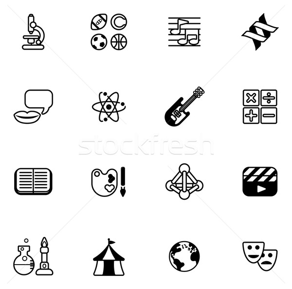 Edukacji kwiz ikona matematyki sportowe muzyki Zdjęcia stock © Krisdog
