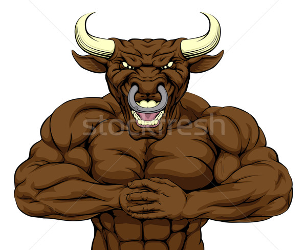 Stock photo: Bring it bull mascot