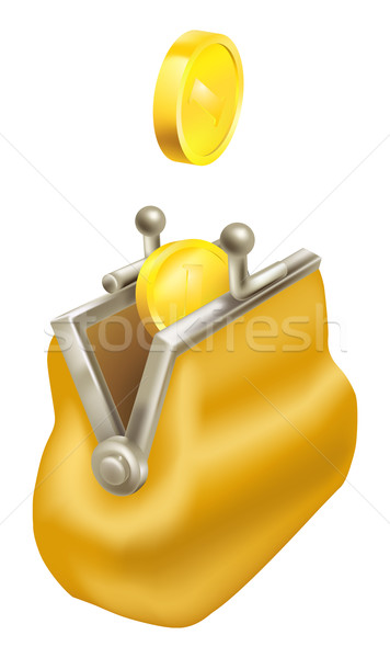 Gold change coins dropping into a purse Stock photo © Krisdog