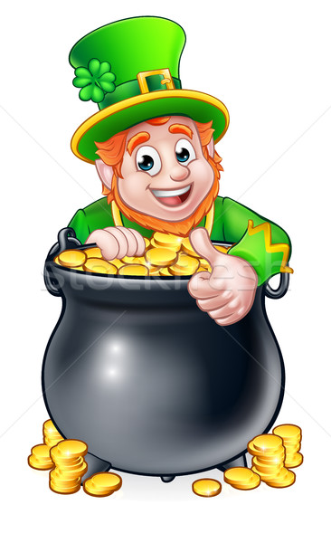Cartoon St Patricks Day Leprechaun and Pot of Gold Stock photo © Krisdog