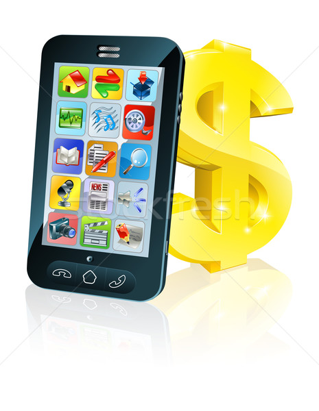 Cell phone and gold dollar sign Stock photo © Krisdog