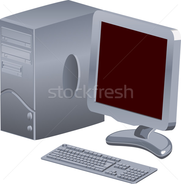 Számítógép illusztráció tft monitor kulcs tech Stock fotó © Krisdog