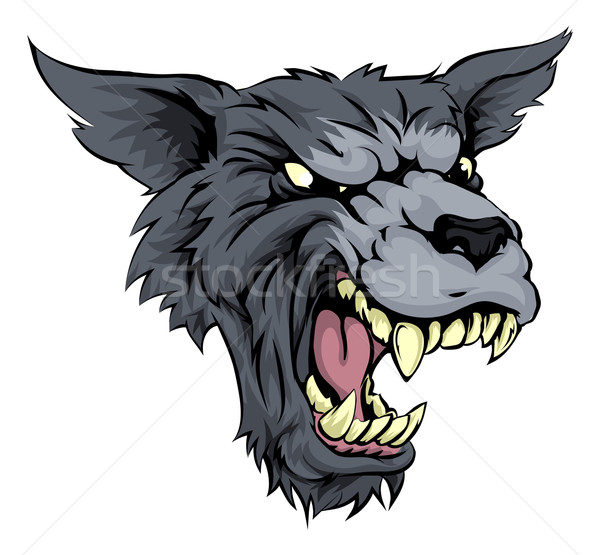 Loup loup-garou illustration regarder personnage blanc noir Photo stock © Krisdog