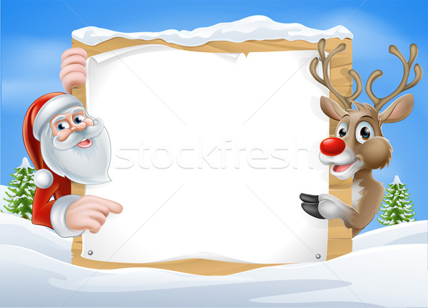 Foto stock: Natal · rena · assinar · bonitinho · desenho · animado