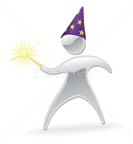 Metallic character wizard and wand concept Stock photo © Krisdog