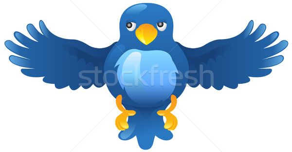 Stare de nervozitate albastru pasăre icoană tweet simbol Imagine de stoc © Krisdog