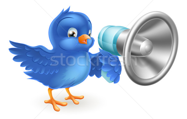 Cartoon синий птица как телефон Cute Сток-фото © Krisdog