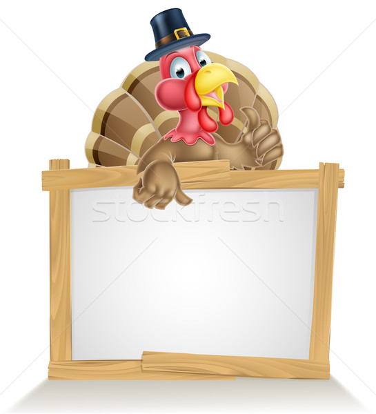 Acción de gracias peregrino sombrero Turquía signo Cartoon Foto stock © Krisdog