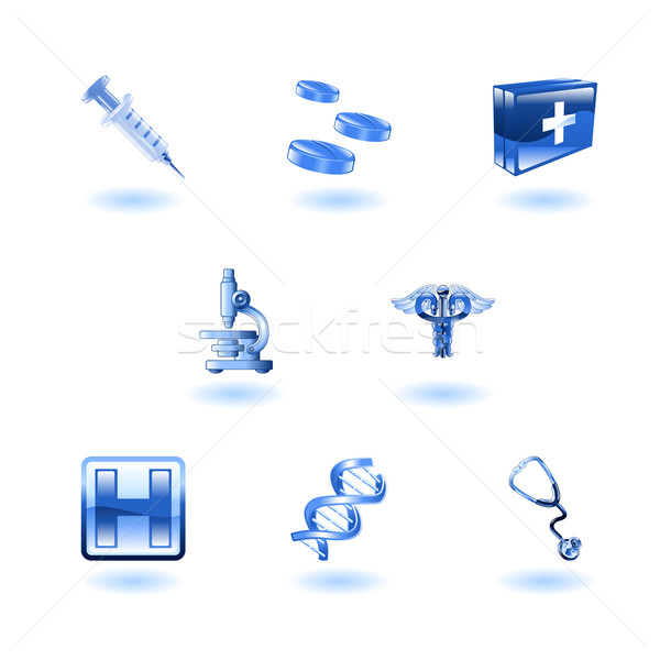 Foto stock: Brillante · médicos · iconos · grupo