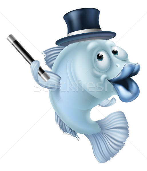 Magie Fisch Karikatur Maskottchen Zeichen top Stock foto © Krisdog