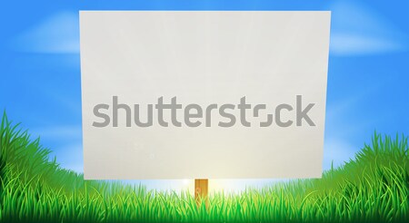 Foto stock: Assinar · ensolarado · campo · de · grama · em · pé · verão