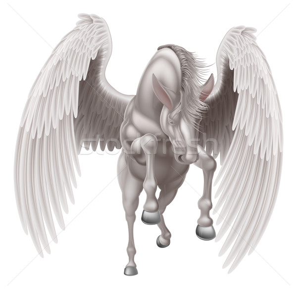 Foto stock: Cavalo · ilustração · branco · mitológico · pernas · corrida