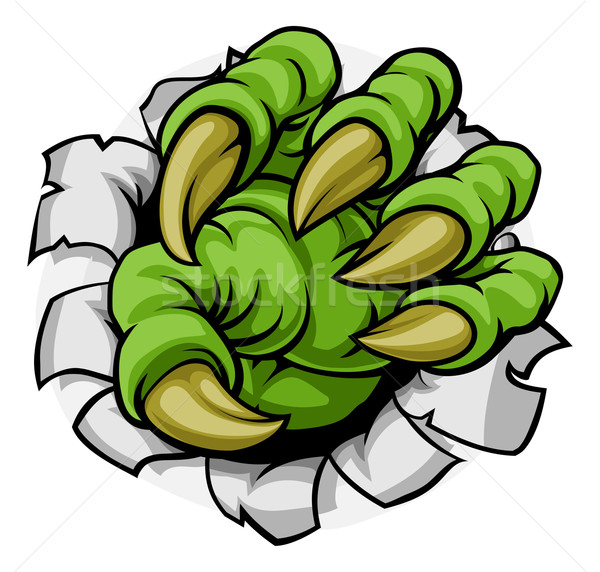 Desen animat monstru gheara gaură verde hârtie Imagine de stoc © Krisdog