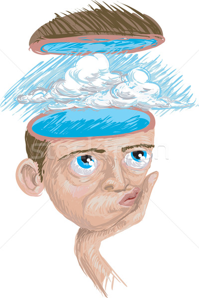 Myślenia ilustracja niebo niebieski mózgu portret Zdjęcia stock © Krisdog