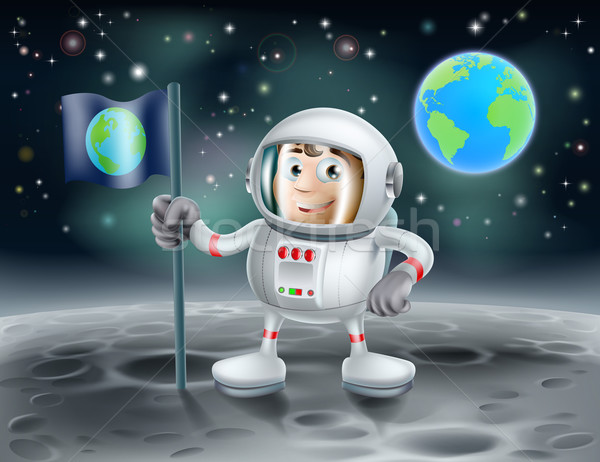 Cartoon astronaut on the moon Stock photo © Krisdog