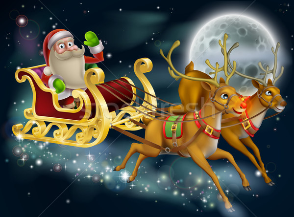 Santa Claus Sleigh Scene Stock photo © Krisdog