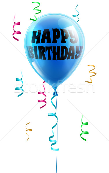 生日快樂 藍色 氣球 話 書面 商業照片 © Krisdog
